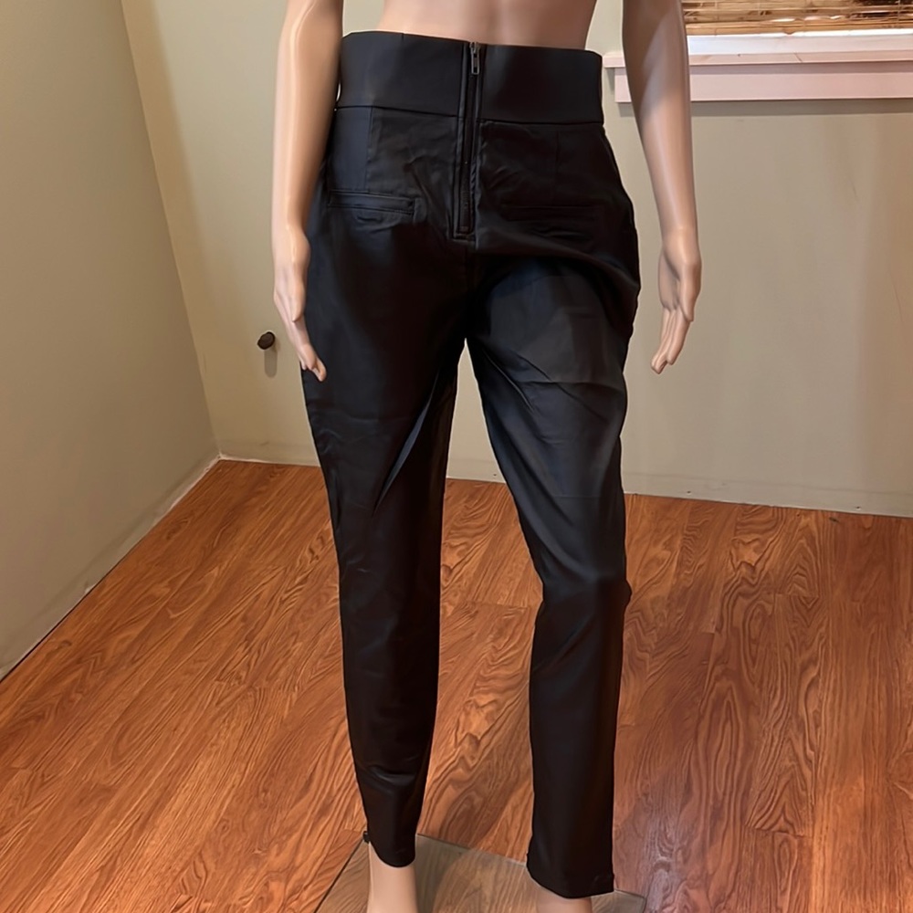 Akira Black High Waisted Faux Leather Pants With Back Zipper Size XL